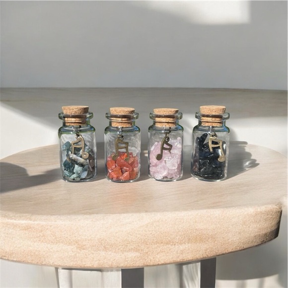 Hand Crafted Accessories - Music Note Crystal Charm Bottle Hand Crafted Crystal Gemstone